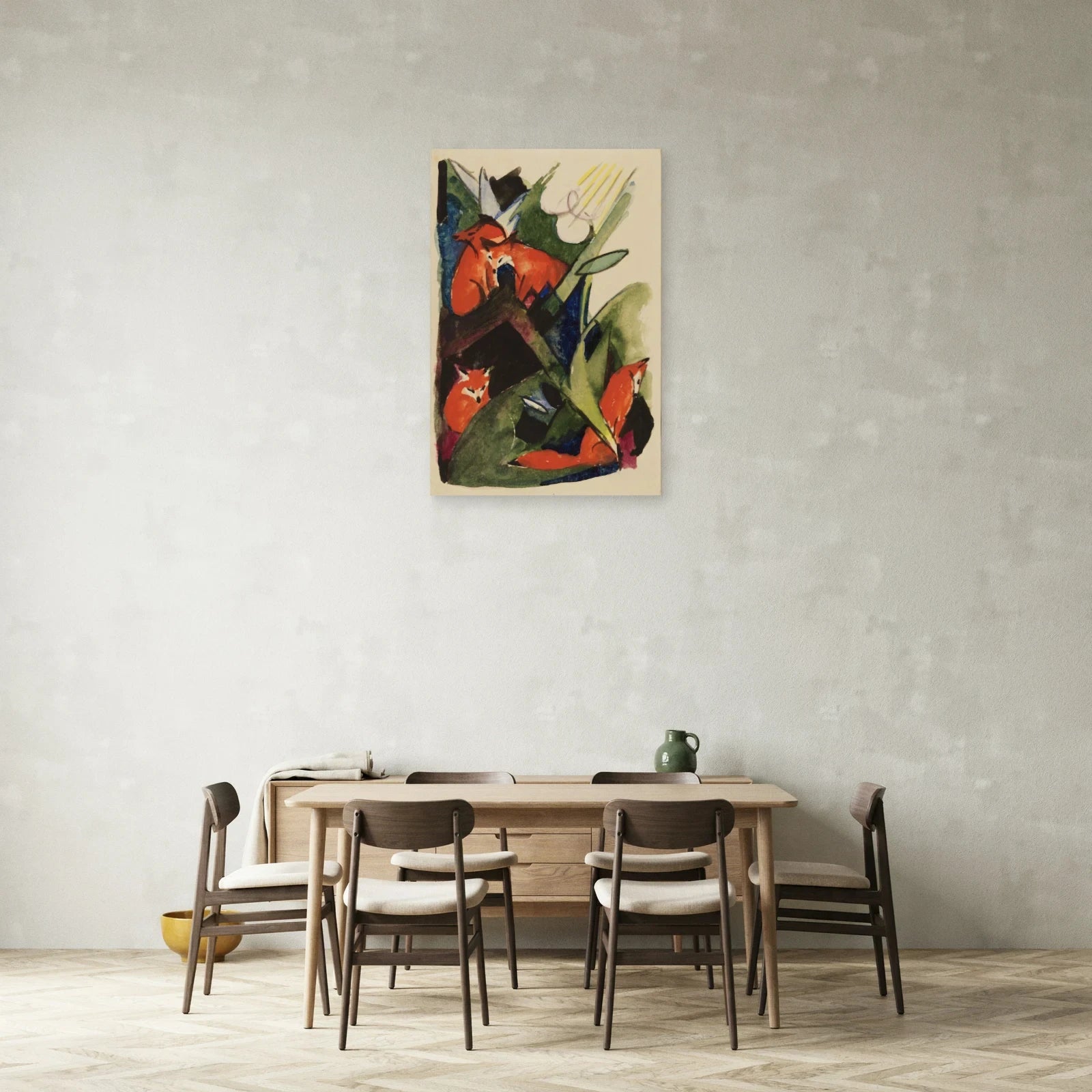 Tableau Quatre Renards – Franz Marc dans une salle à manger - Art Virtuoso