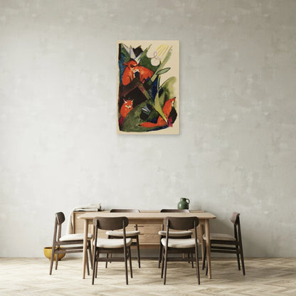 Tableau Quatre Renards – Franz Marc dans une salle à manger - Art Virtuoso