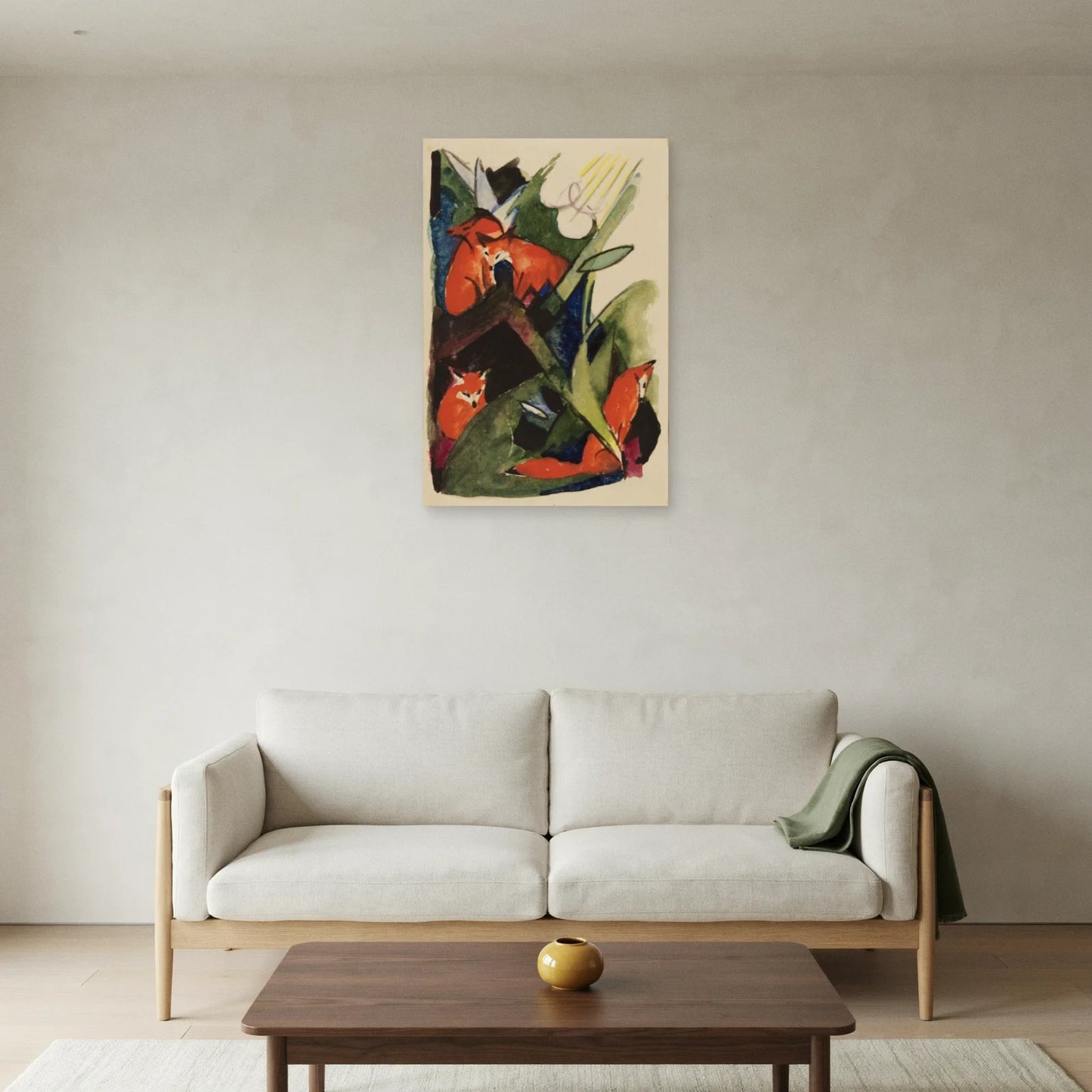 Tableau Quatre Renards – Franz Marc dans un salon - Art Virtuoso
