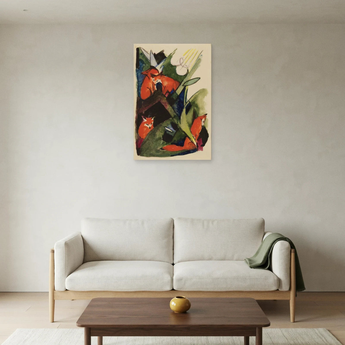 Tableau Quatre Renards – Franz Marc dans un salon - Art Virtuoso