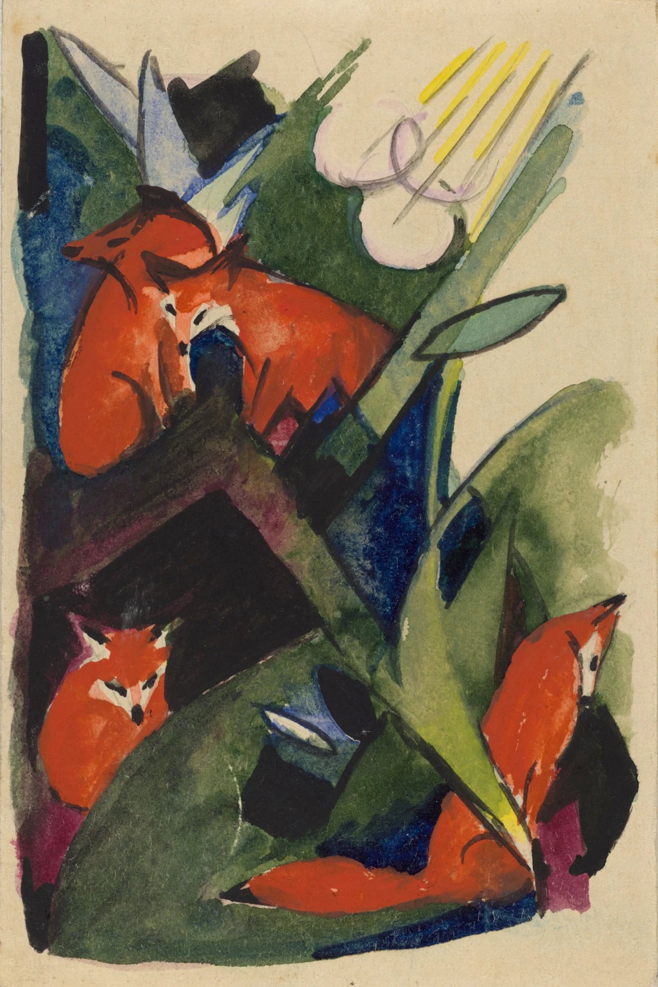 Quatre Renards de Franz Marc – toile format S