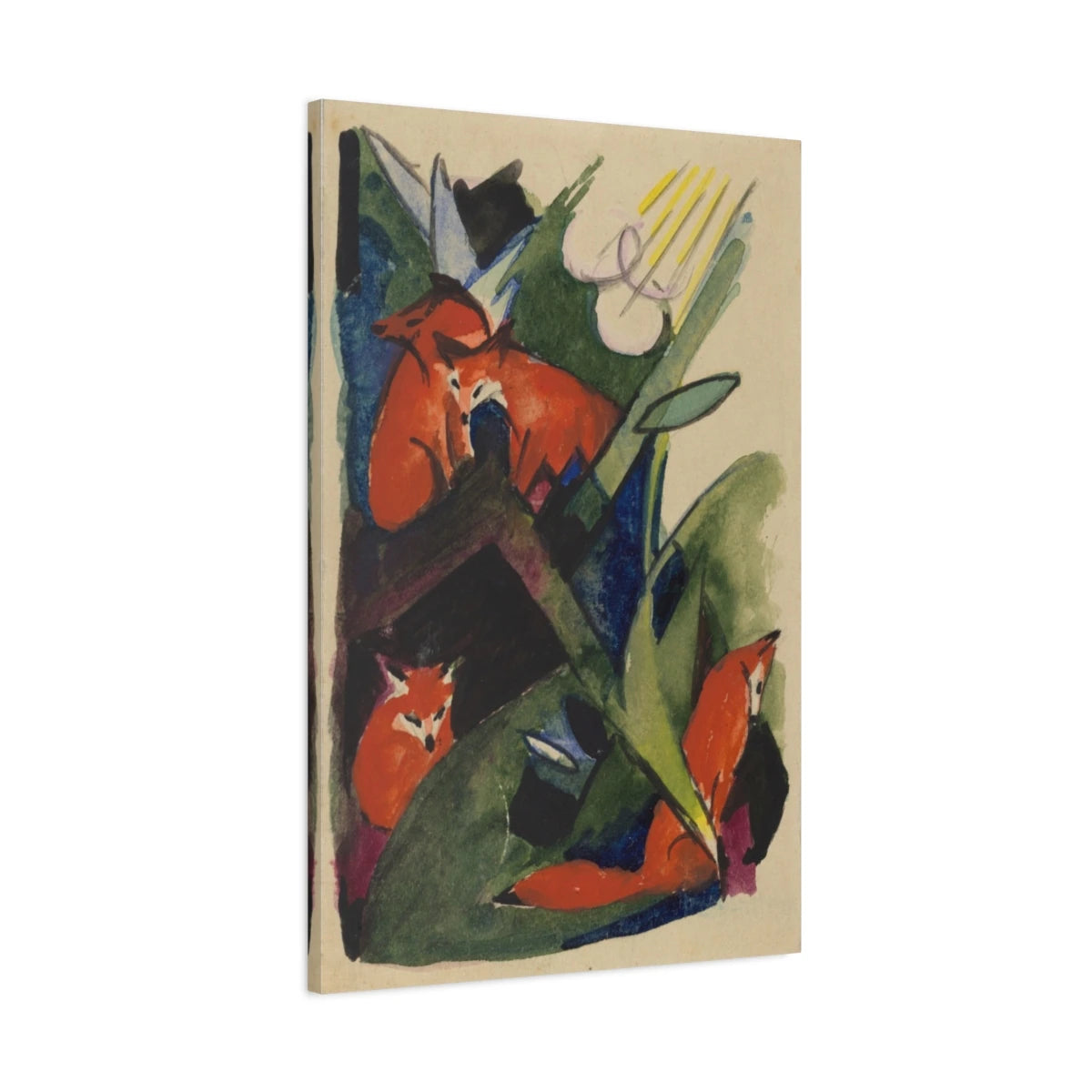 Tableau Quatre Renards – Franz Marc - toile 3D avec bords imprimés - Art Virtuoso