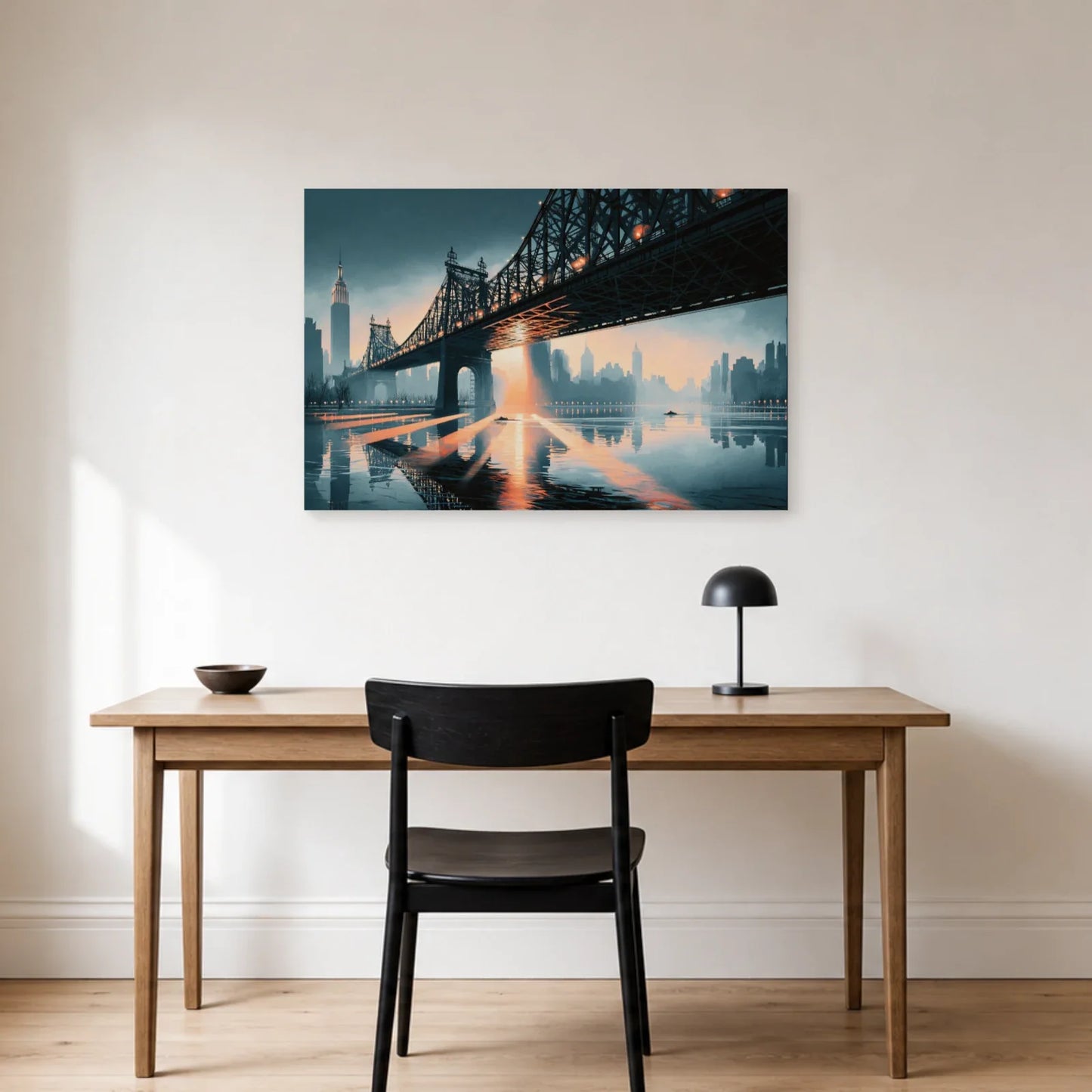 Interprétation graphique du Queensboro Bridge dans un bureau