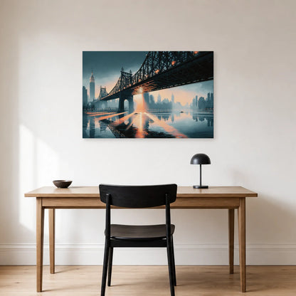 Interprétation graphique du Queensboro Bridge dans un bureau