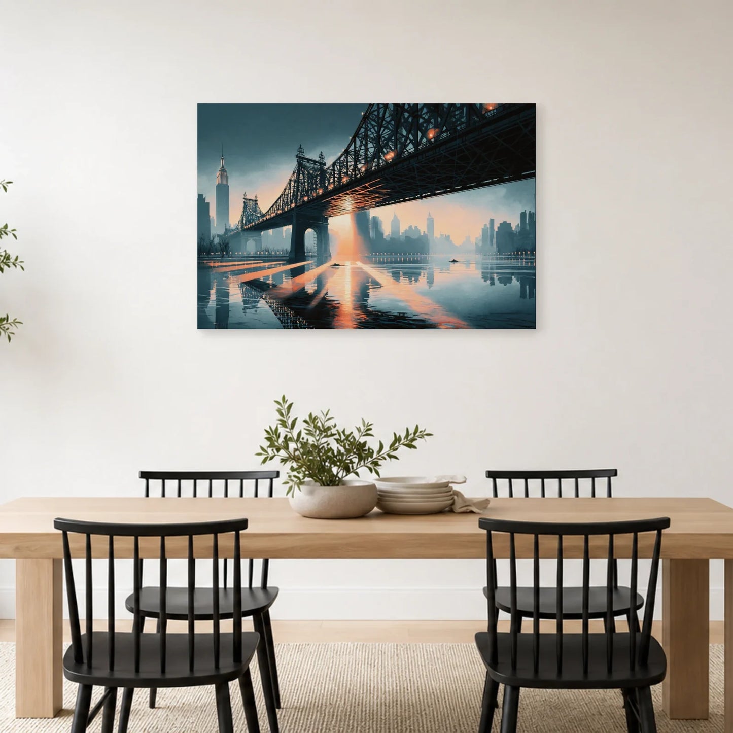 Toile horizontale de pont new-yorkais dans une salle à manger