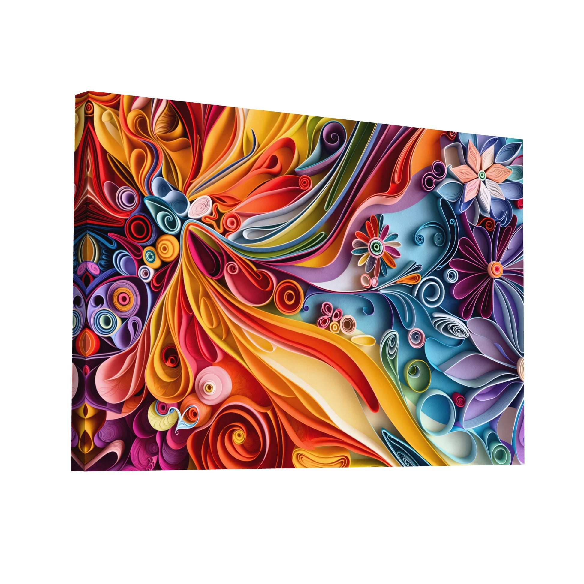 Product Hero 3D WebP Tableau Quilling Abstrait - Floraison de Papier - Art Virtuoso