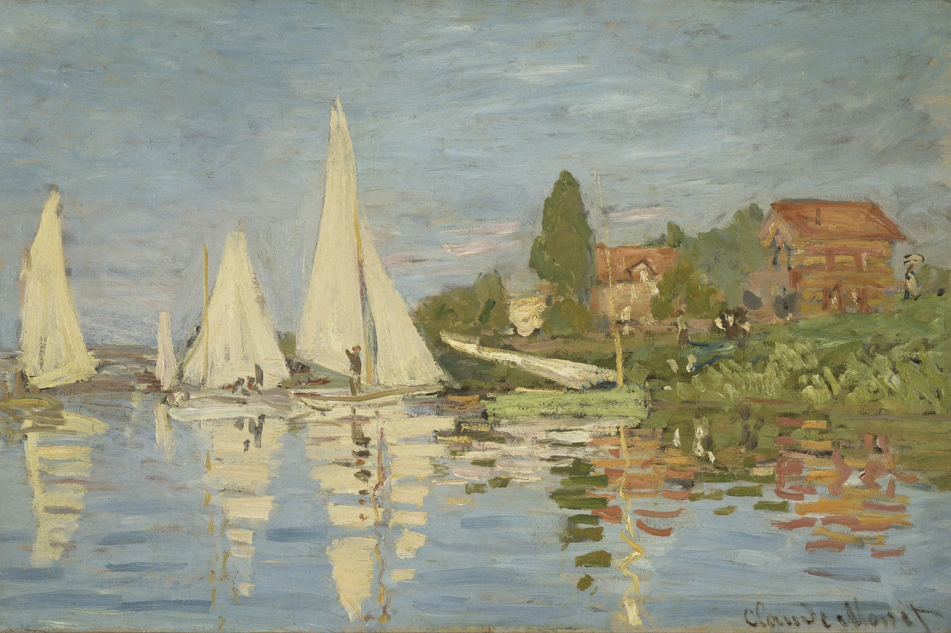 Voiliers blancs sur la Seine à Argenteuil, toile Monet taille S