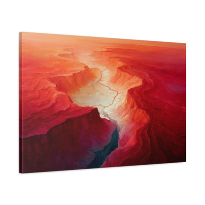 Tableau Abstrait Rouge Topographique - Bassin Cramoisi - toile 3D avec bords imprimés - Art Virtuoso