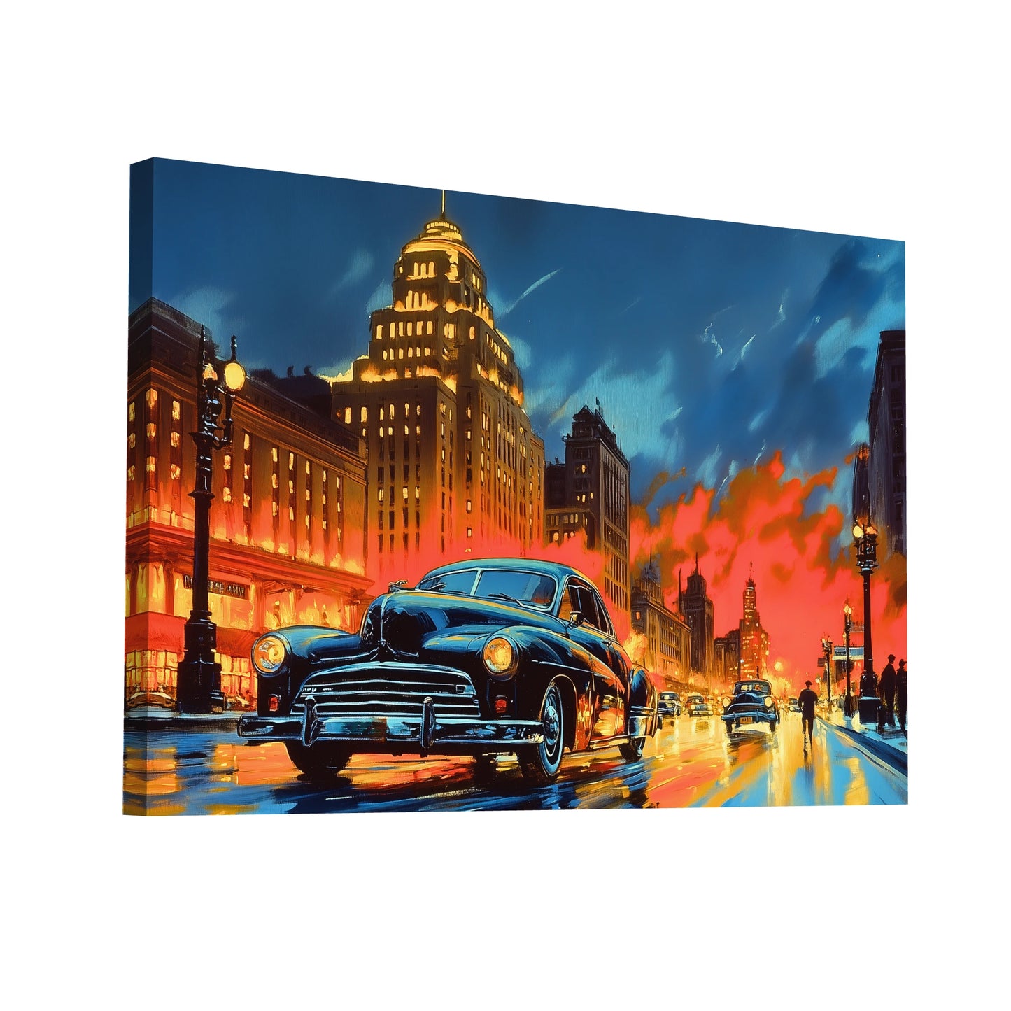 Product Hero 3D WebP Tableau Rétro Vintage : Nuit Dorée - Art Virtuoso