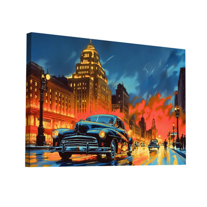 Product Hero 3D WebP Tableau Rétro Vintage : Nuit Dorée - Art Virtuoso