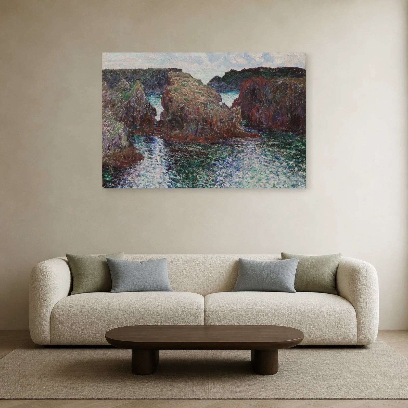 Tableau Rochers à Port-Goulphar, Belle-Île – Monet dans un salon - Art Virtuoso