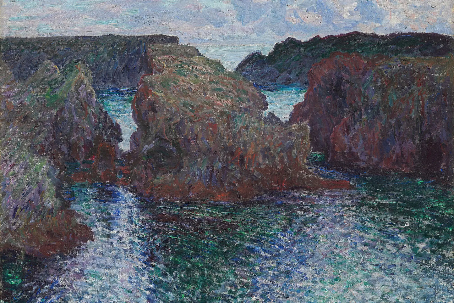 Tableau Rochers à Port-Goulphar de Monet avec mer bleu pétrole – format S