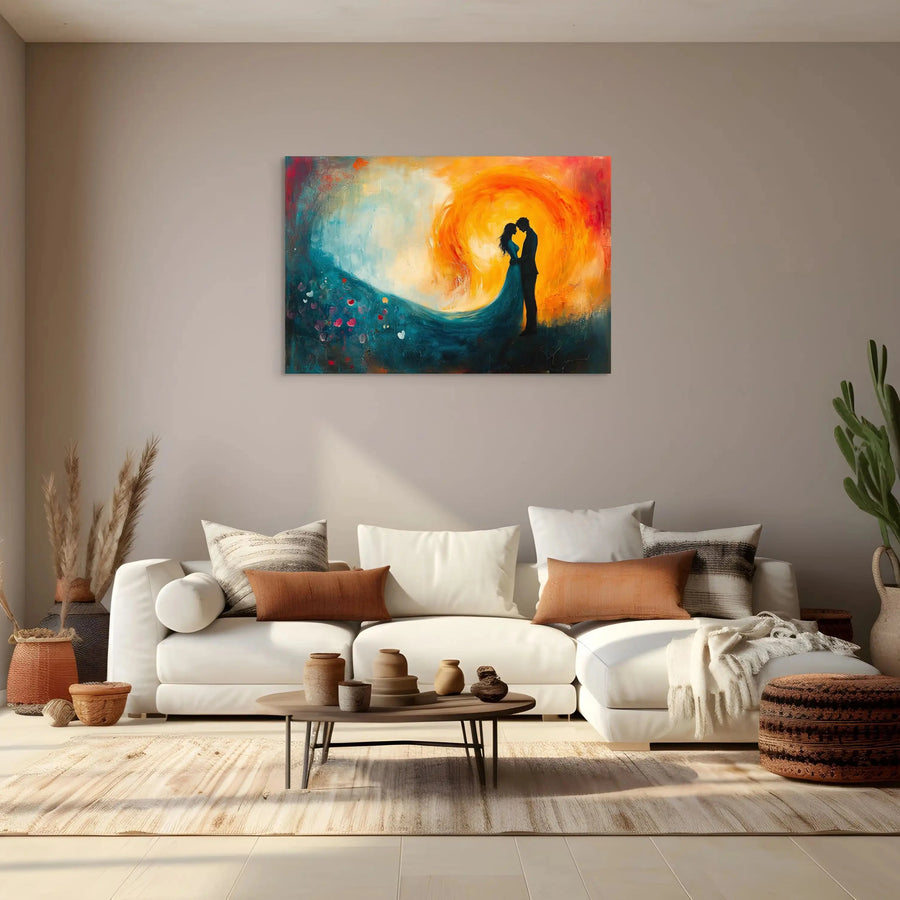Tableau Romantique Pour Chambre - Étreinte Sous le Soleil