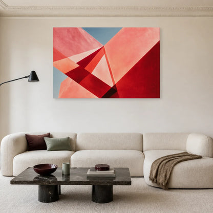 Tableau Rose et Violet Prismes présenté dans un salon - Art Virtuoso