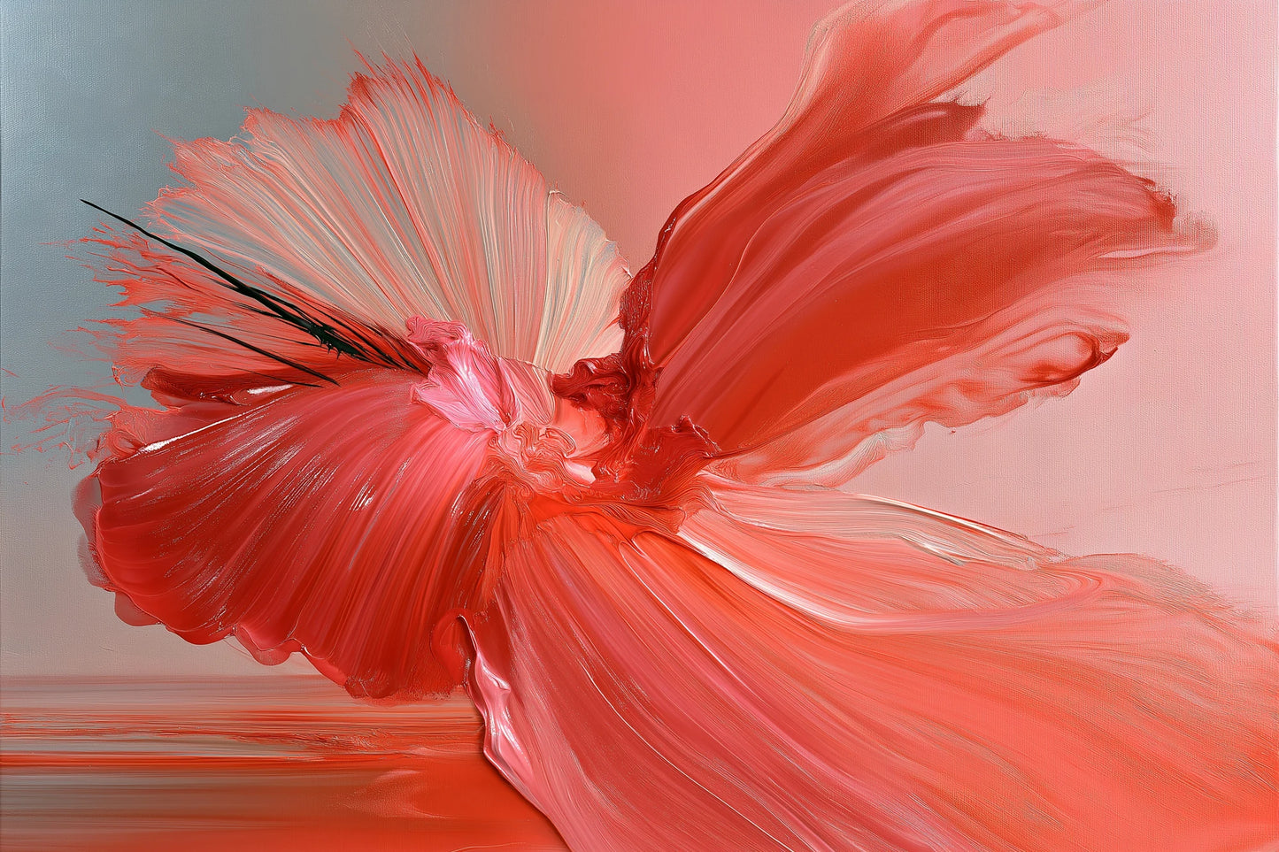 Tableau Rose Fuchsia Gestuel, de grands gestes fuchsia qui traversent la toile avec une spontanéité maîtrisée, format M - Art Virtuoso