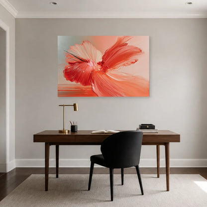 Tableau Rose Fuchsia Gestuel présenté dans un bureau - Art Virtuoso