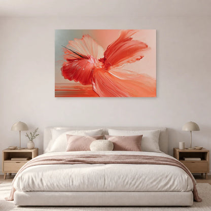Tableau Rose Fuchsia Gestuel présenté dans une chambre - Art Virtuoso