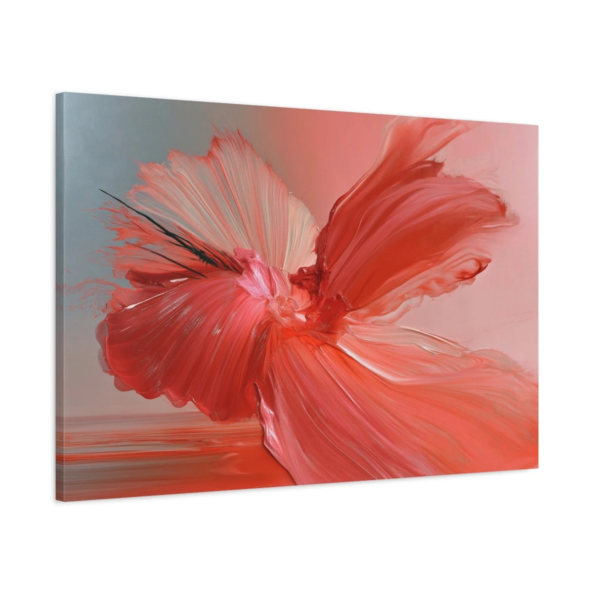 Tableau Rose Fuchsia Gestuel, vue latérale de la toile avec bords imprimés - Art Virtuoso