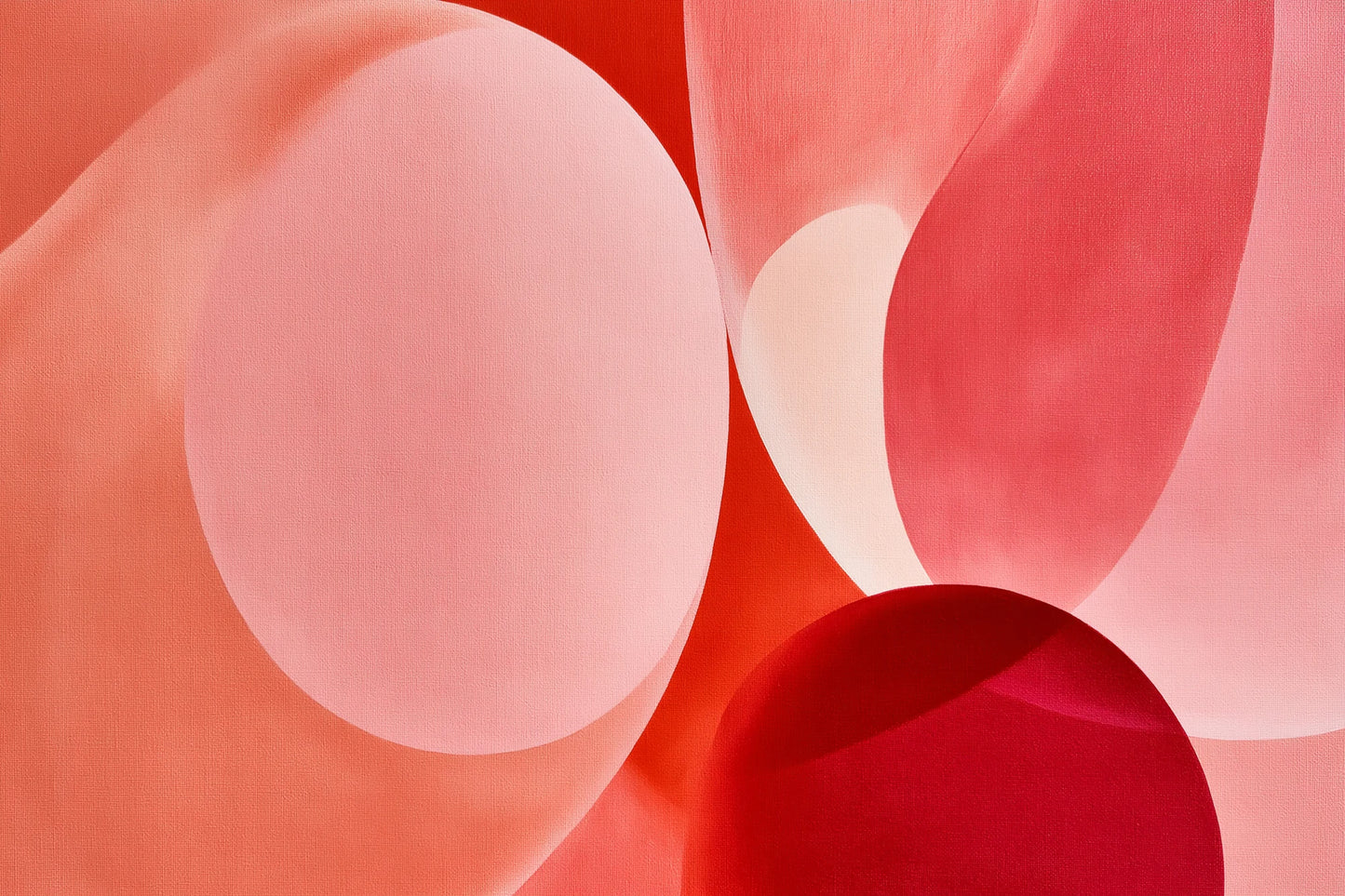 Tableau Rose Pâle et Blanc Organique, des formes souples rose poudré qui se rencontrent sur un fond blanc cassé, format L - Art Virtuoso