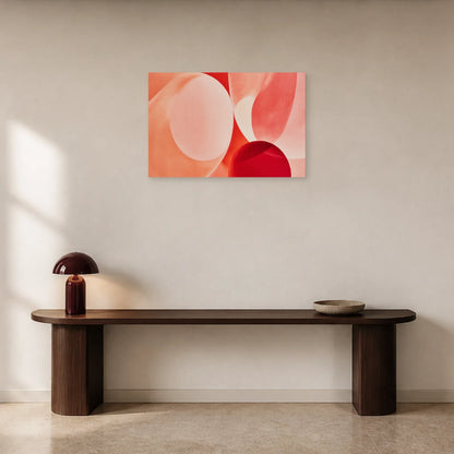 Tableau Rose Pâle et Blanc Organique présenté dans une entrée - Art Virtuoso
