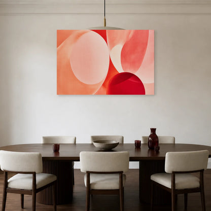 Tableau Rose Pâle et Blanc Organique présenté dans une salle à manger - Art Virtuoso