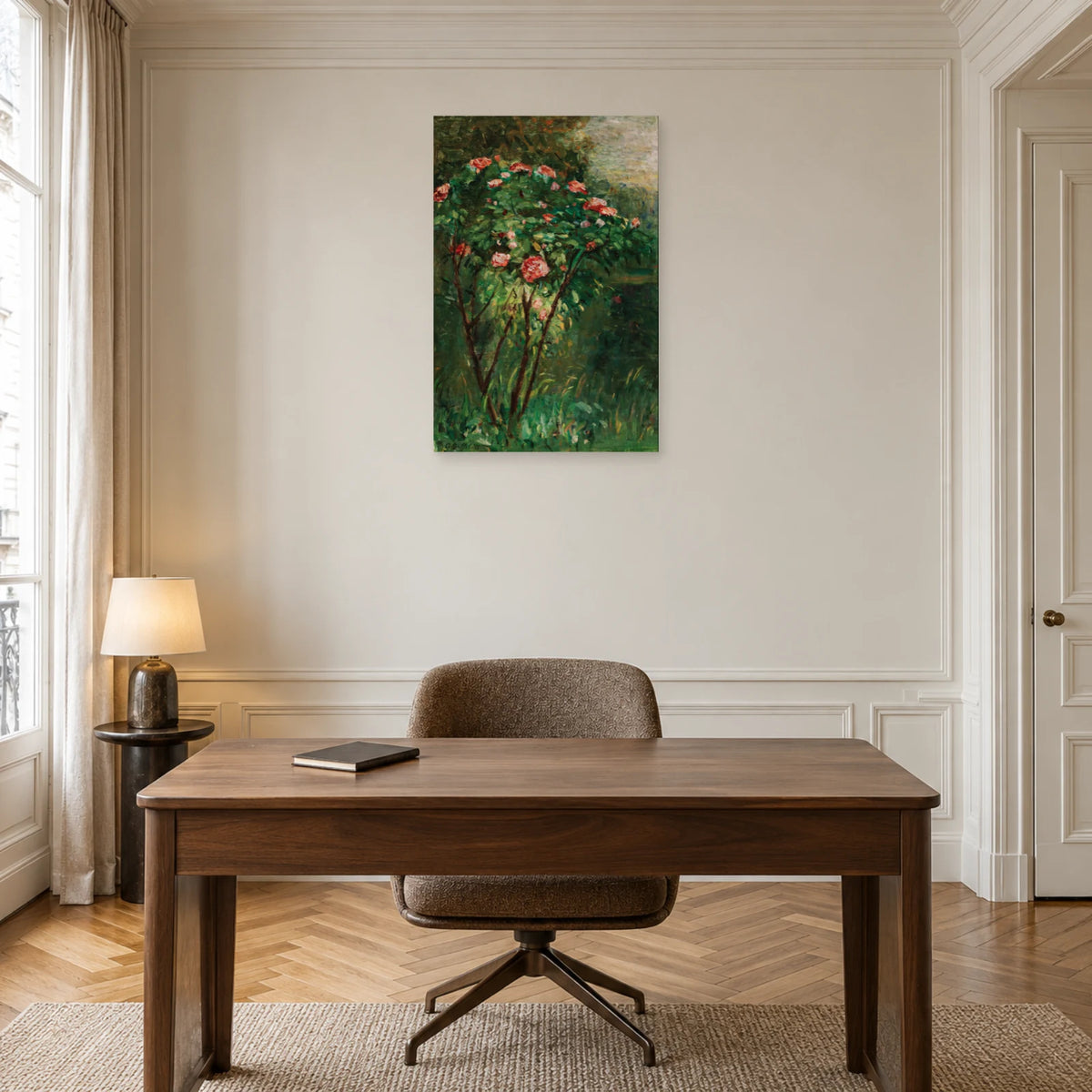 Tableau Le Rosier fleuri de Caillebotte dans un bureau - Art Virtuoso