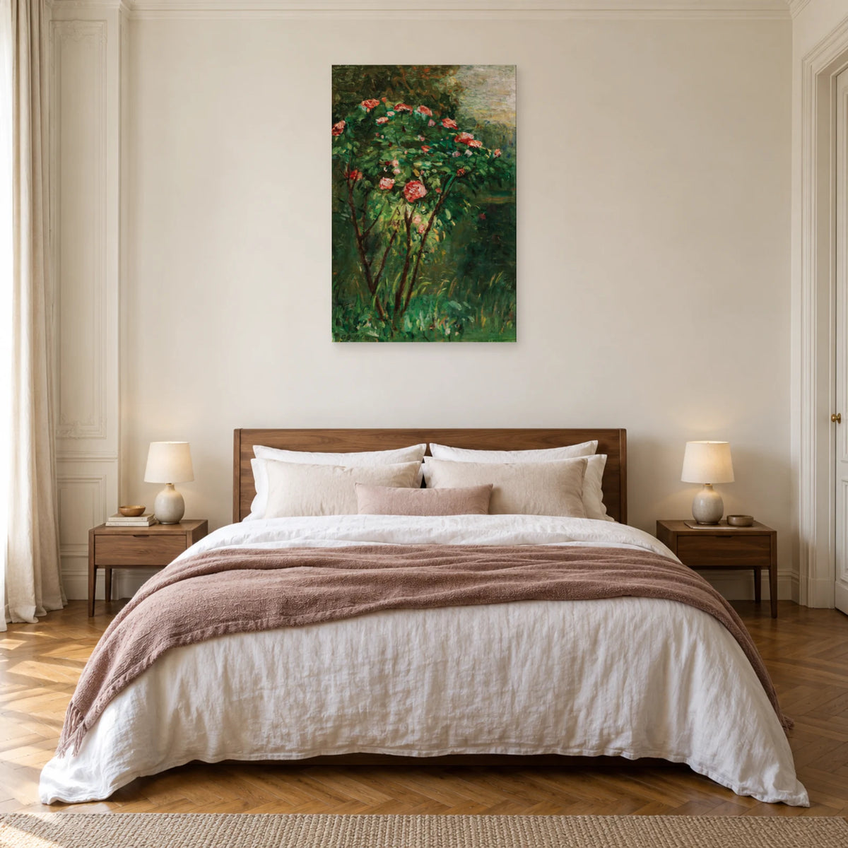 Tableau Le Rosier fleuri de Caillebotte dans une chambre - Art Virtuoso