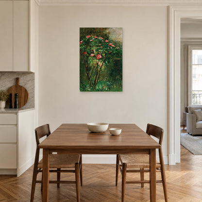 Tableau Le Rosier fleuri de Caillebotte dans une salle à manger - Art Virtuoso