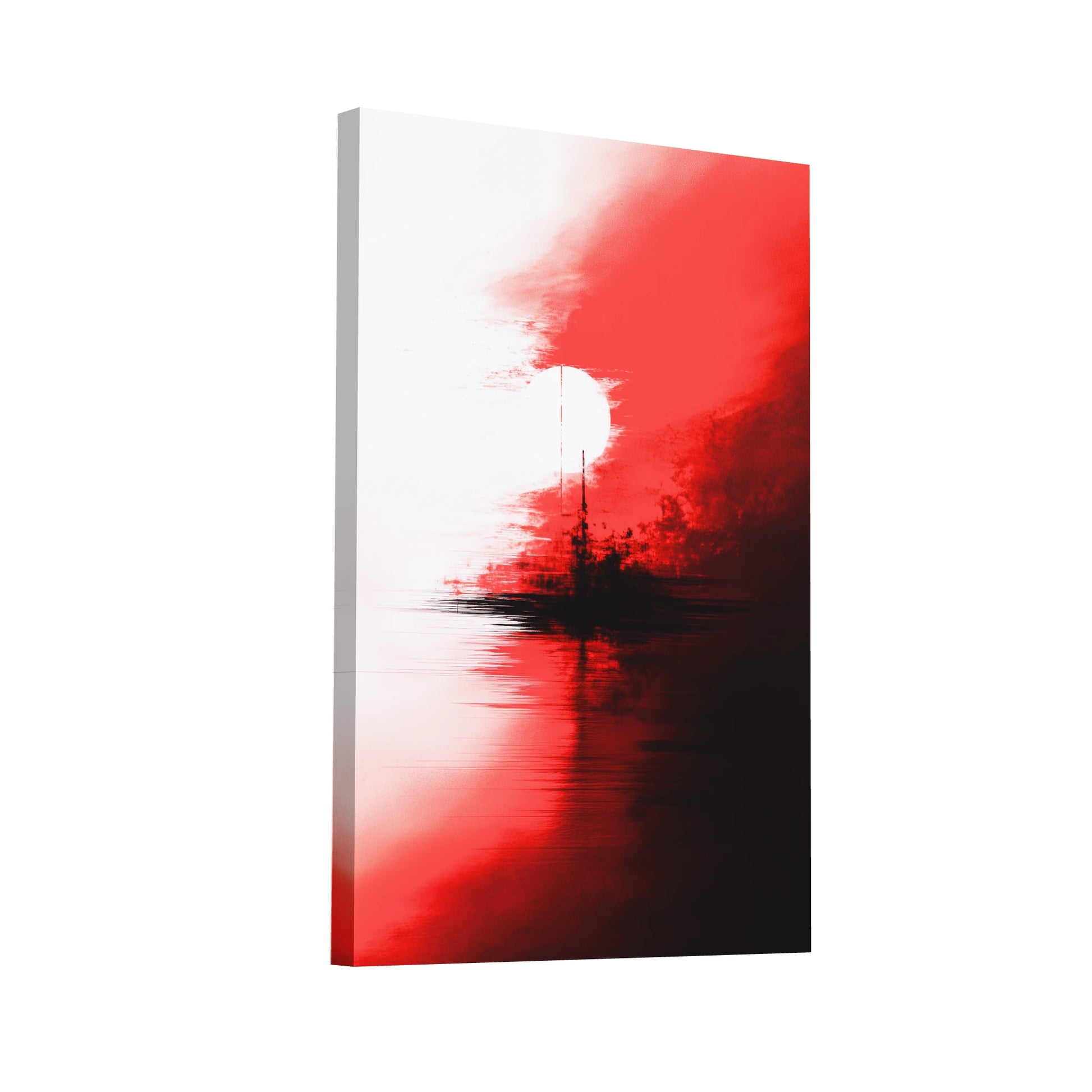 Product Hero 3D WebP Tableau Rouge Blanc Noir - Soleil Écarlate - Art Virtuoso