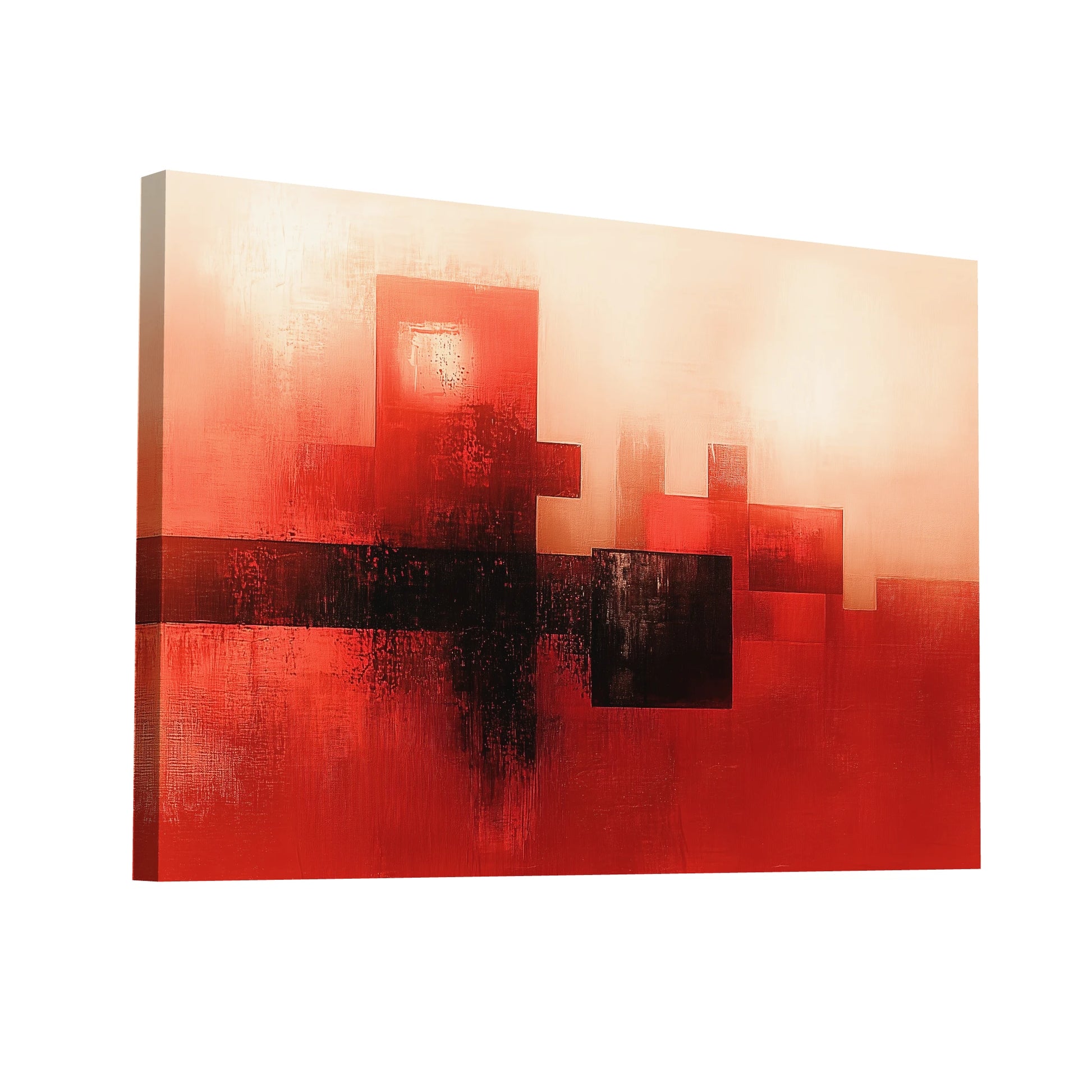 Product Hero 3D WebP Tableau Rouge Brique - Abstraction Géométrique Murale - Art Virtuoso