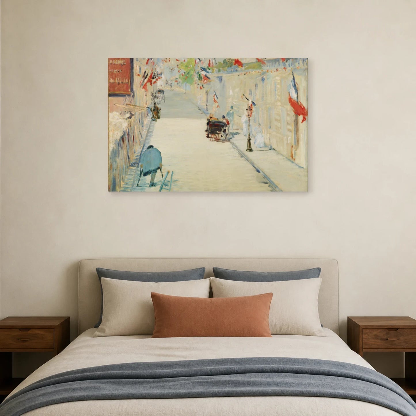 Tableau La Rue Mosnier aux drapeaux – Édouard Manet dans une chambre - Art Virtuoso
