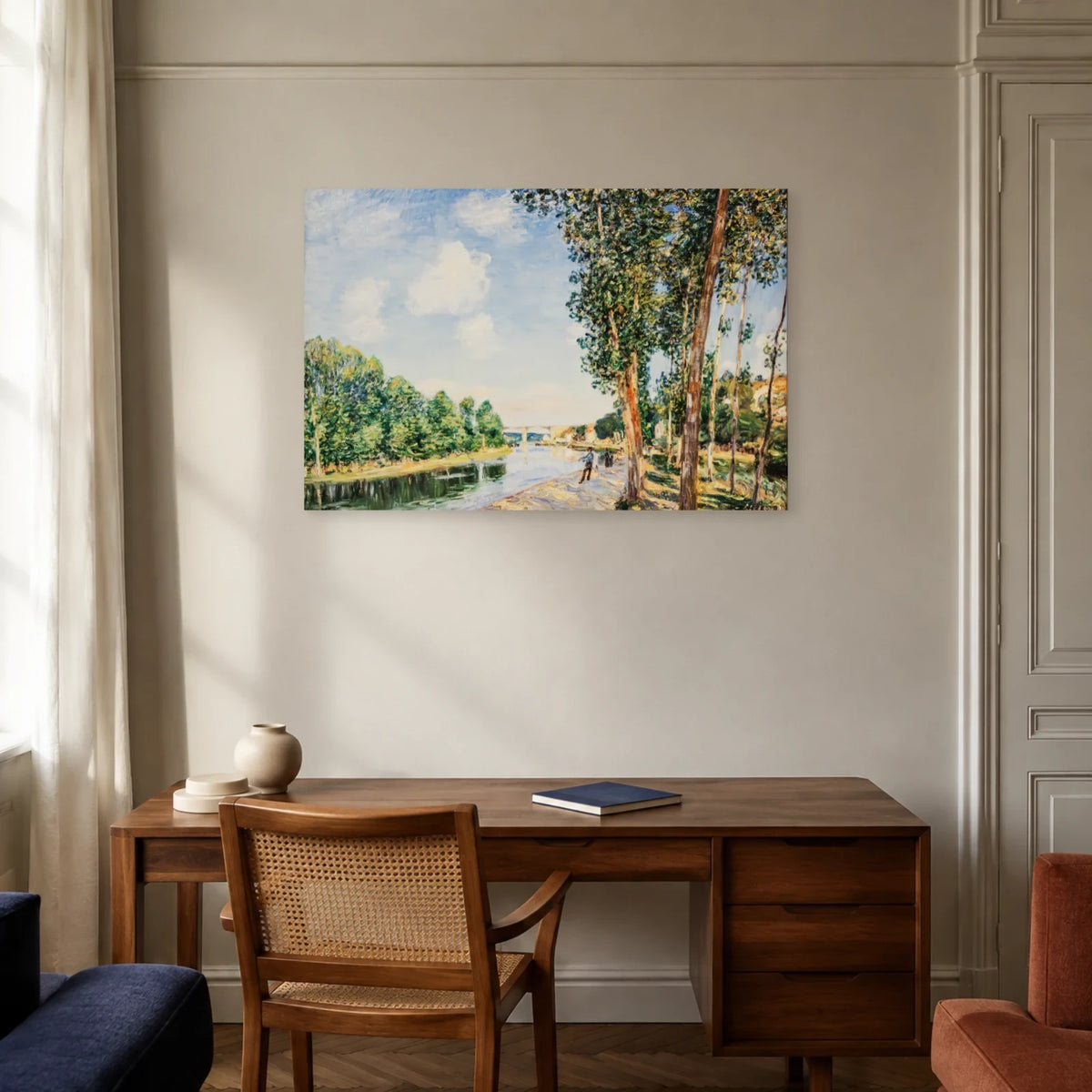 Tableau Saint-Mammès, soleil de juin – Alfred Sisley dans un bureau - Art Virtuoso