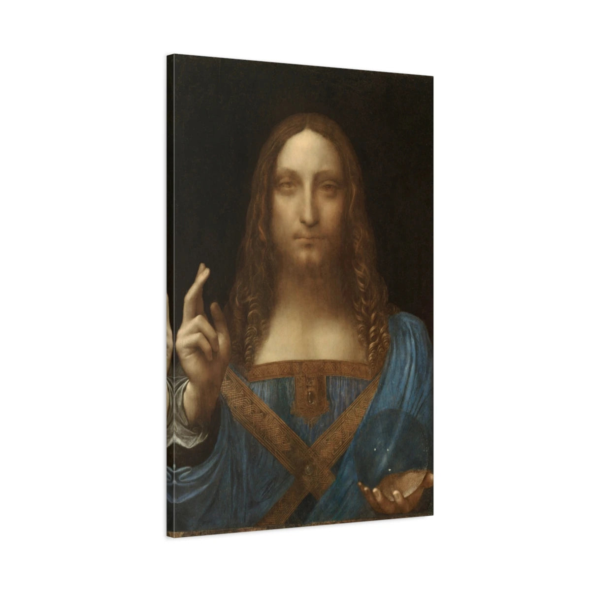 Tableau Salvator Mundi, attribué à Léonard de Vinci - toile 3D avec bords imprimés - Art Virtuoso