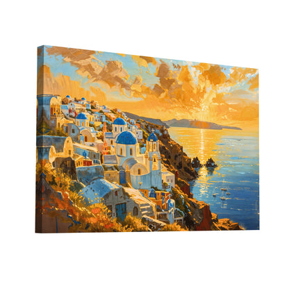 Product Hero 3D WebP Tableau Santorin - Coucher de Soleil - Art Virtuoso