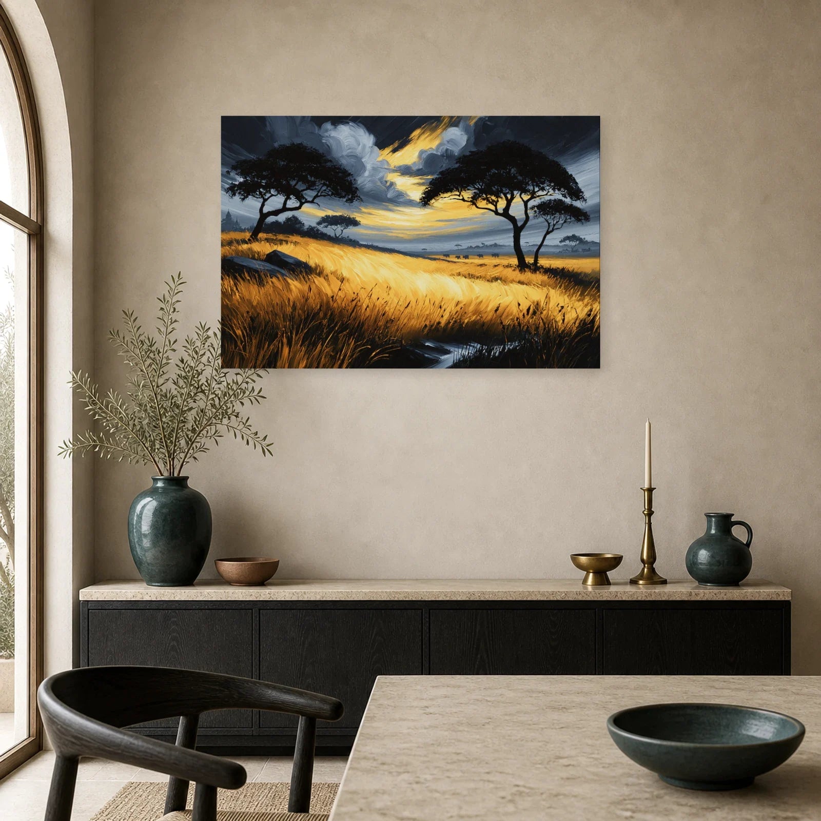 Tableau Savane Africaine Peinture - Horizon d Orage dans une cuisine - Art Virtuoso