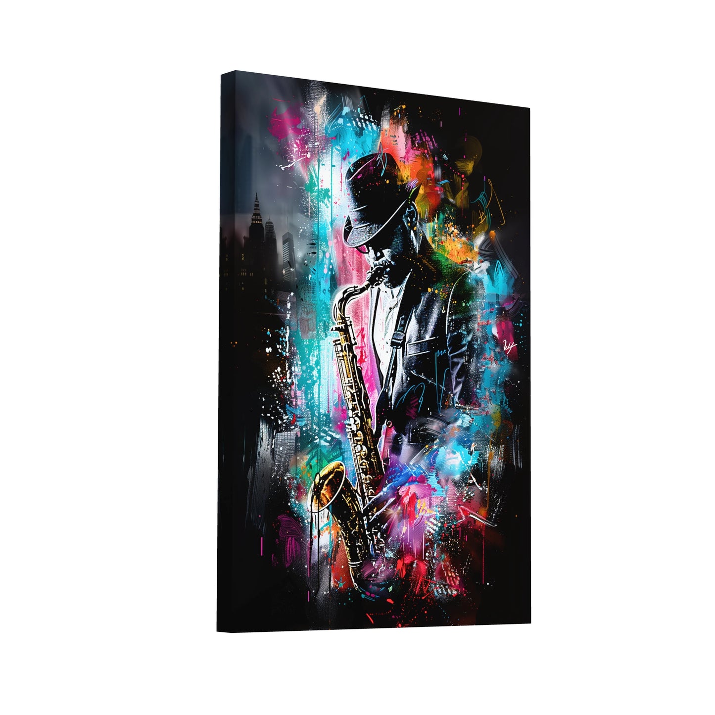 Product Hero 3D WebP Tableau Saxophoniste Pop Art - Art Virtuoso