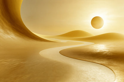 Chemin lumineux et arche dorée sur toile horizontale L par Art Virtuoso