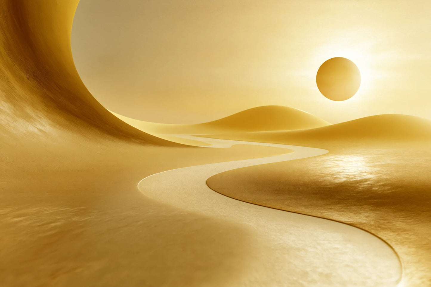 Paysage scandinave jaune aux courbes sur toile horizontale M par Art Virtuoso