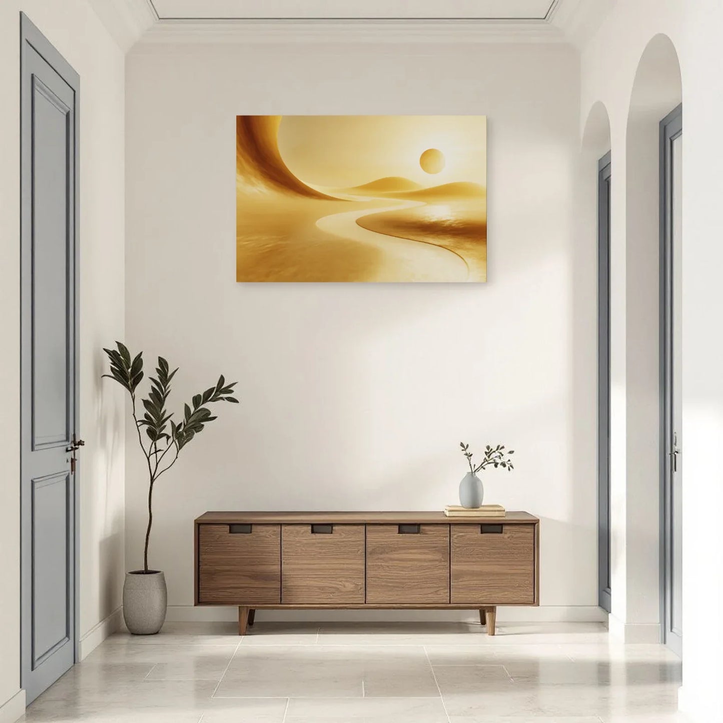 Tableau horizontal aux dunes jaunes dans une entrée large par Art Virtuoso