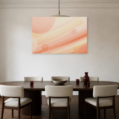 Tableau Scandinave Rose présenté dans une salle à manger - Art Virtuoso