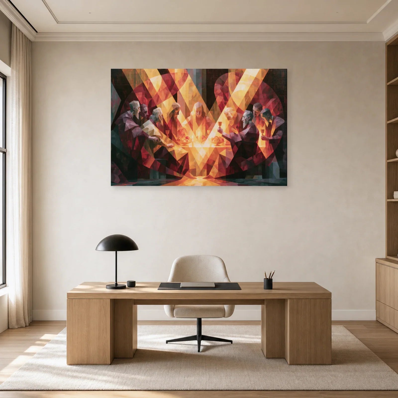 Tableau spirituel à facettes installé dans un bureau