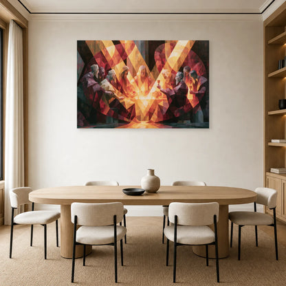 Tableau du dernier repas au-dessus d'un buffet de salle à manger