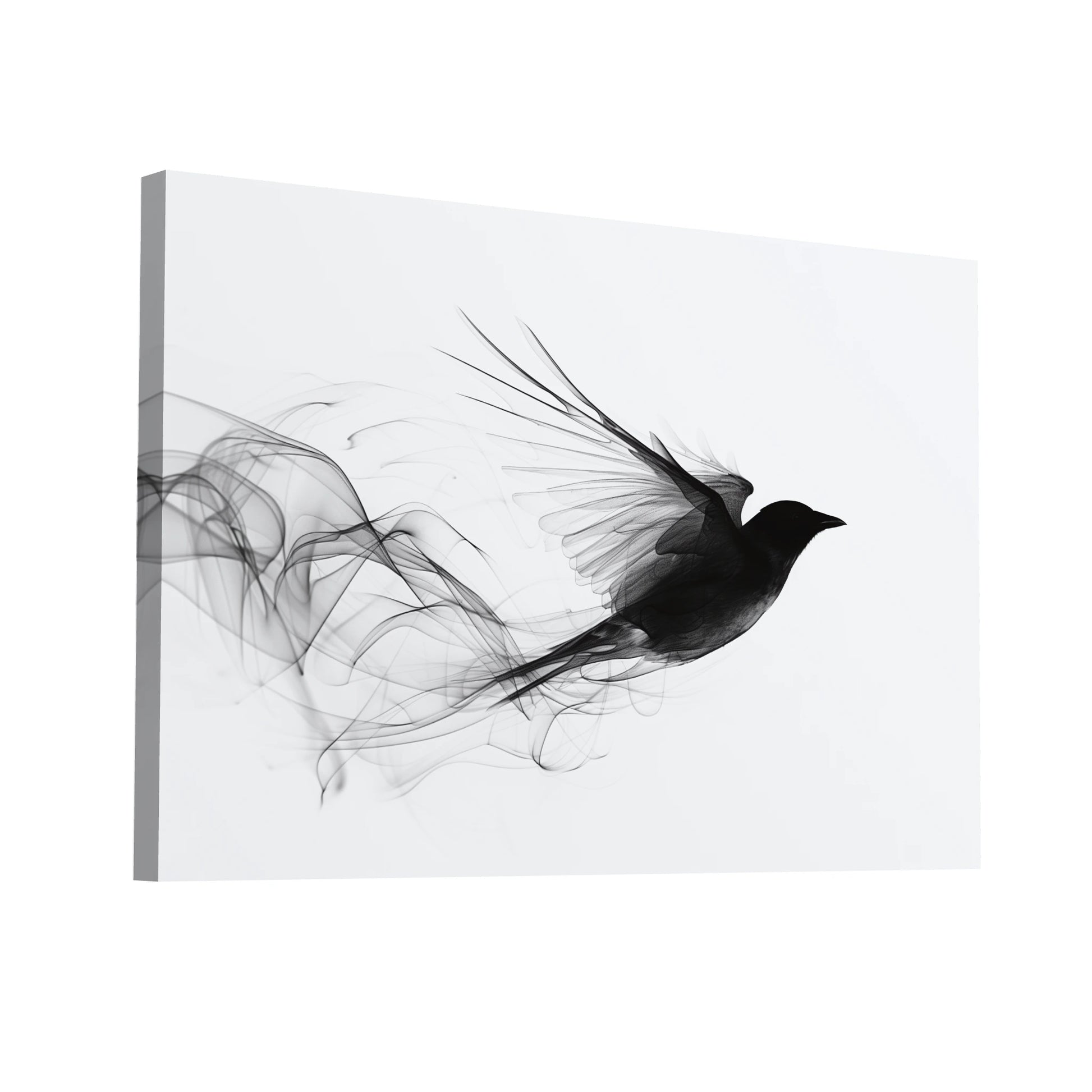 Product Hero 3D WebP Tableau Simple Noir et Blanc - Oiseau en Vol - Art Virtuoso