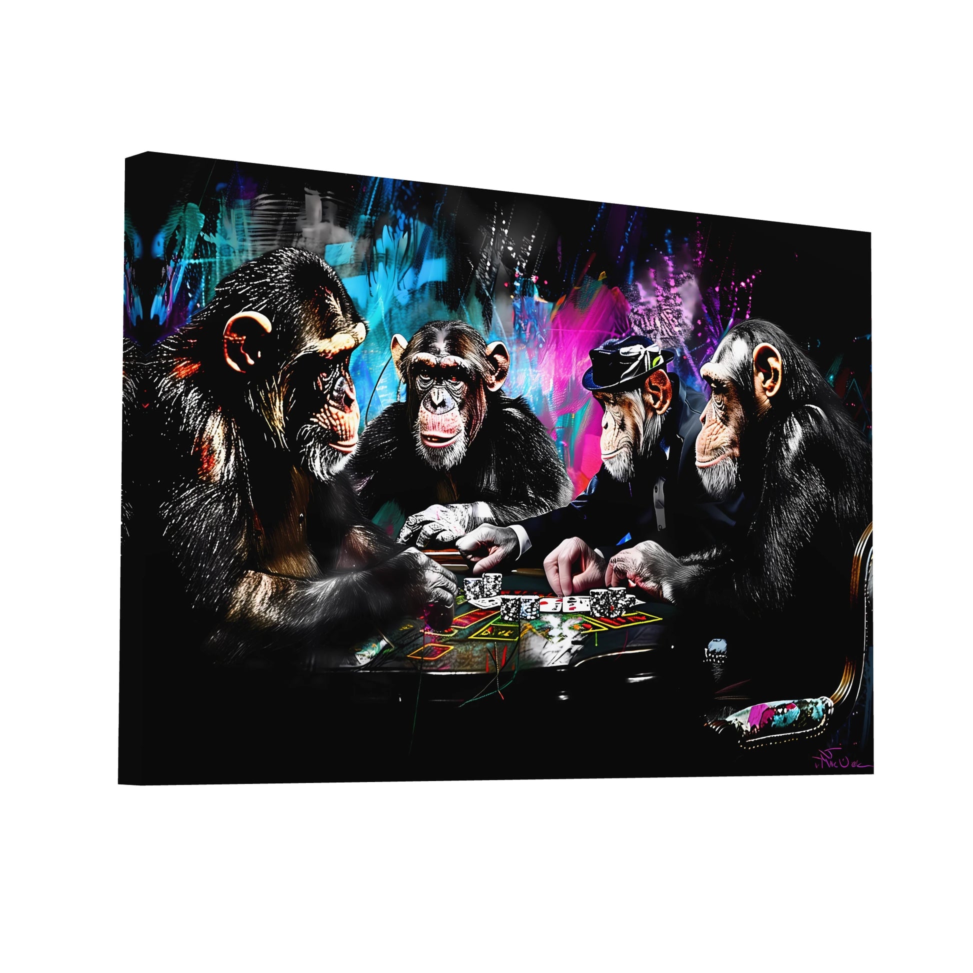 Product Hero 3D WebP Tableau Singe - Poker Street Art - Art Virtuoso