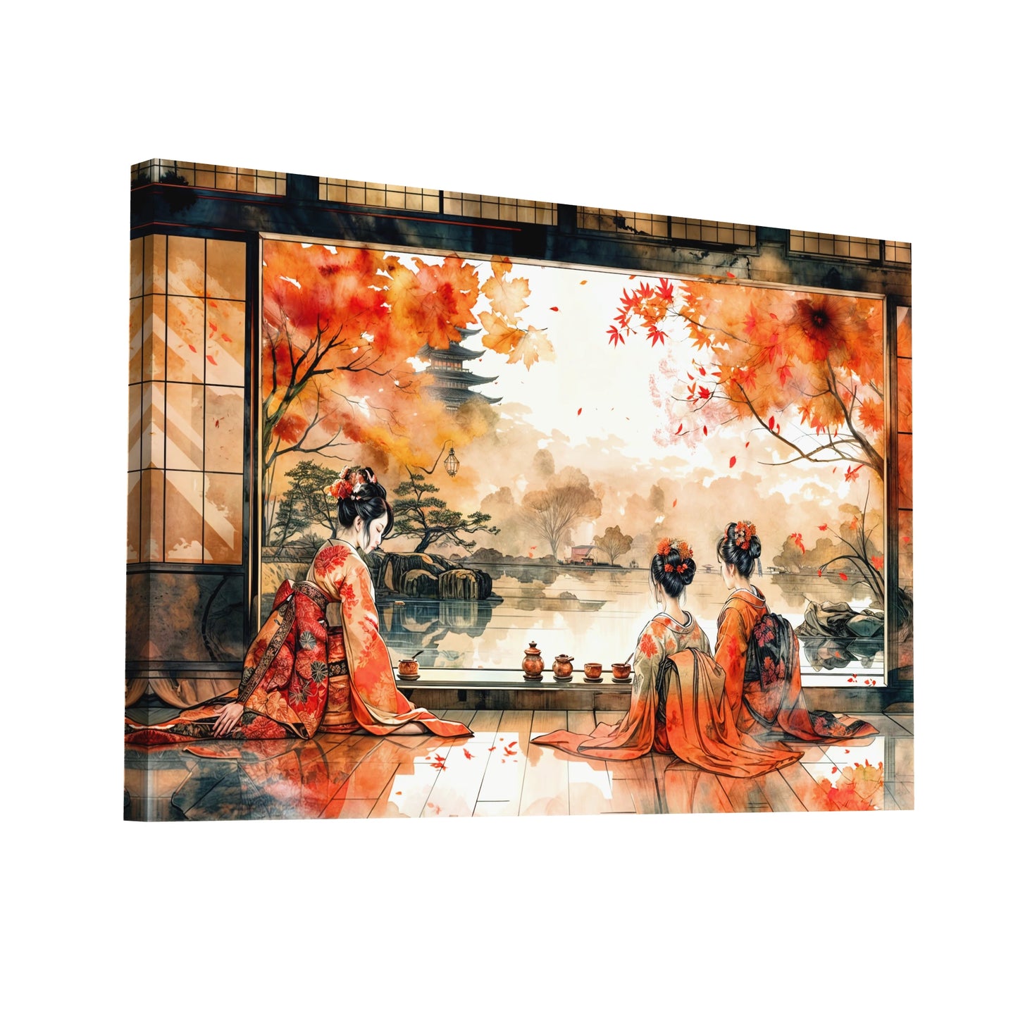 Product Hero 3D WebP Tableau Style Japonais - Harmonie Automnale - Art Virtuoso
