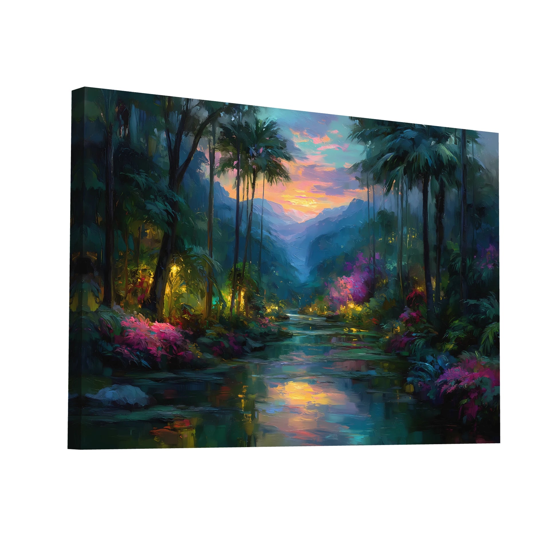 Product Hero 3D WebP Tableau Style Jungle : Rivière des Songes - Art Virtuoso