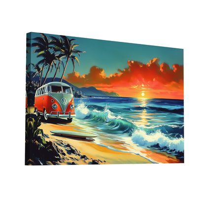 Product Hero 3D WebP Tableau Surf Vintage : Paradise Sunset - Art Virtuoso