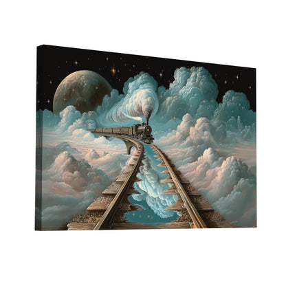 Product Hero 3D WebP Tableau surréaliste - Train des Nuages - Art Virtuoso
