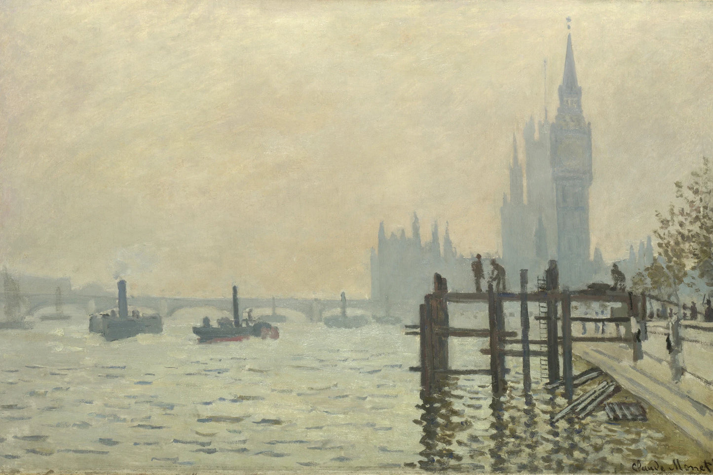 Tableau La Tamise au-dessous de Westminster de Monet dans une brume dorée – format L