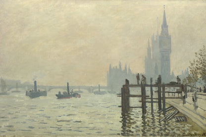 Tableau La Tamise au-dessous de Westminster de Monet dans une brume dorée – format L